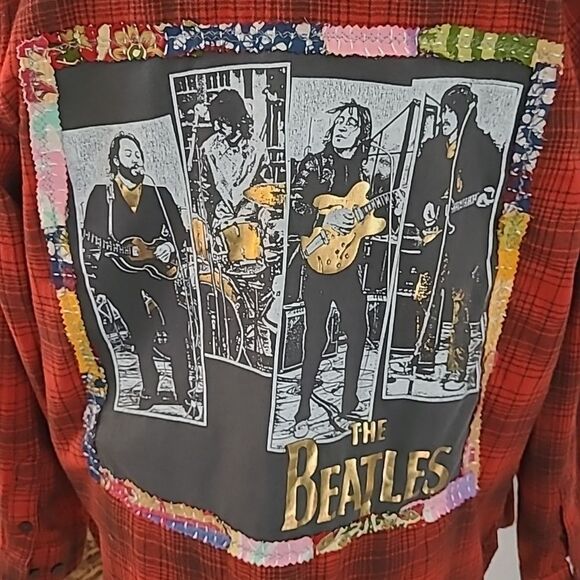 Handmade Vintage Upcycled Kantha & Flannel Shacket - The Beatles - Picture 4 of 6